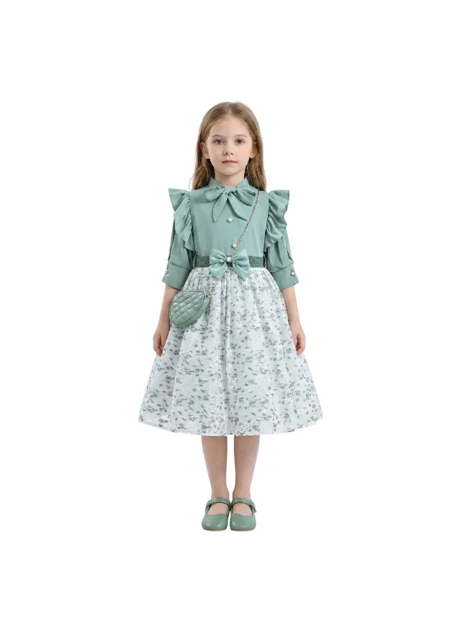 بيداني Layali Al Ward Green Dress with Bag